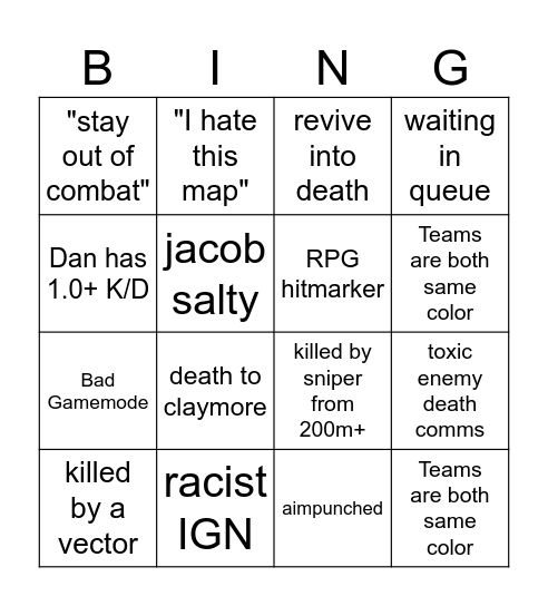BattleBit Bingo Card