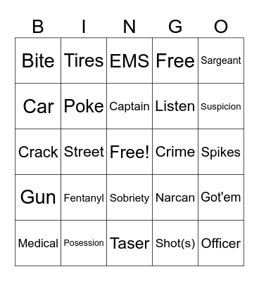On Patrol Live! Bingo Card