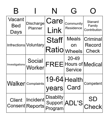 Adult Services Bingo Card