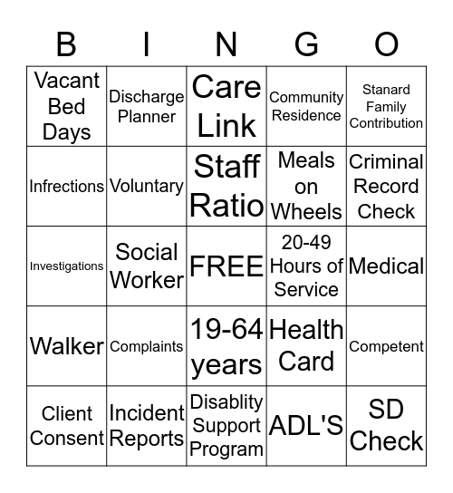 Adult Services Bingo Card
