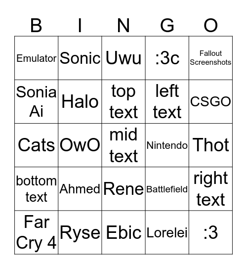 OwO Bingo Card
