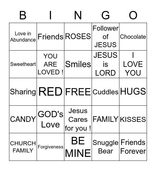 GOD is LOVE Valentine BINGO Card