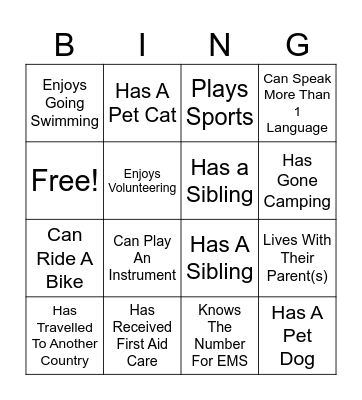 Find Someone Who ... Bingo Card