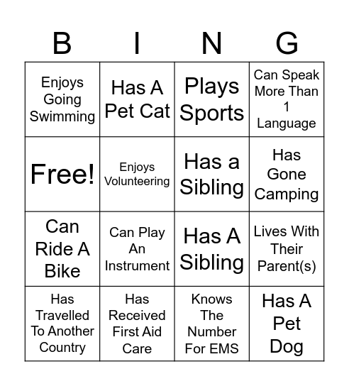 Find Someone Who ... Bingo Card