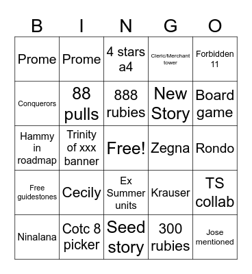 TT Anni Bingo Card