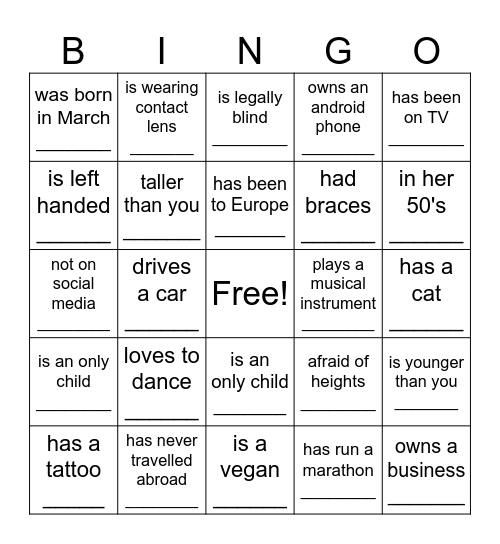 FIND SOMEONE WHO Bingo Card