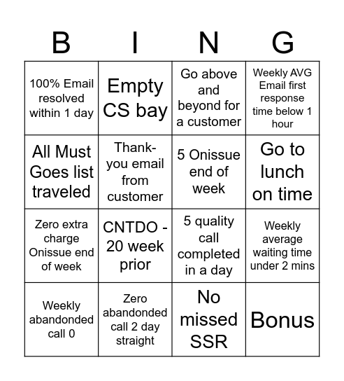 Untitled Bingo Card