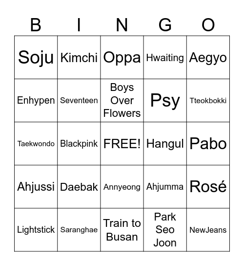 KASA Bingo! Bingo Card