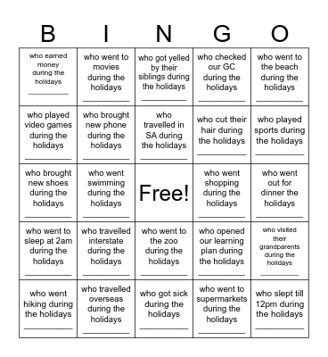 Find Someone... Bingo Card