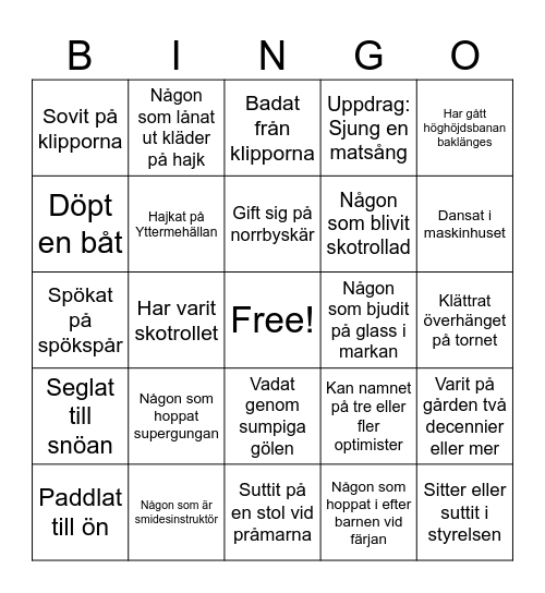 Superåterträffen Bingo Card