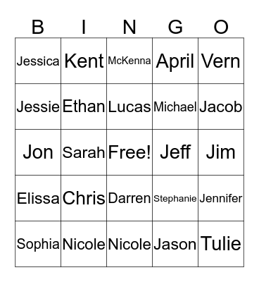 Family Bingo Card