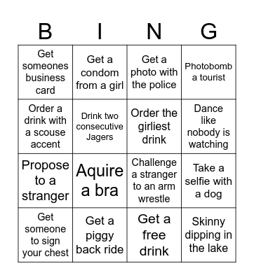 Stag Bingo Card