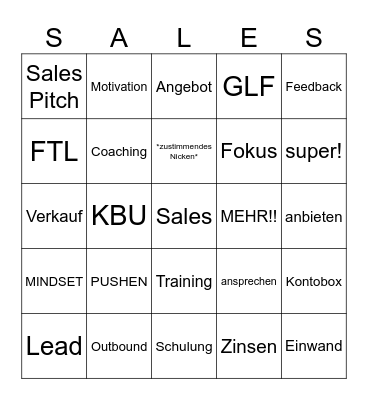 Sales Bingo Card