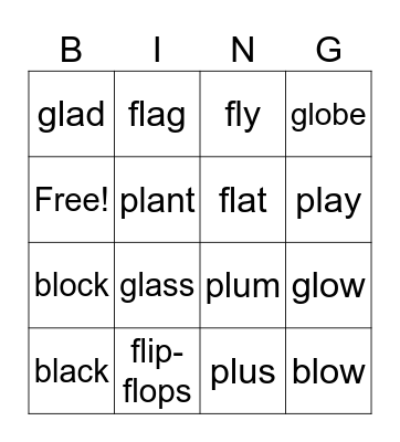 BE3-Unit 6- phonics Bingo Card