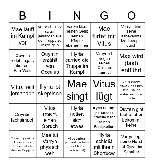 B.A.D. Episode 12 Bingo Card