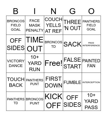 FOOTBALL BINGO Card