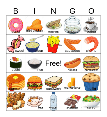 FOOD & DRINKS BINGO Card