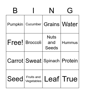 Healthy Me Bingo Card