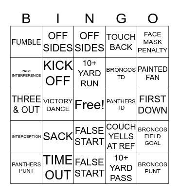 FOOTBALL Bingo Card