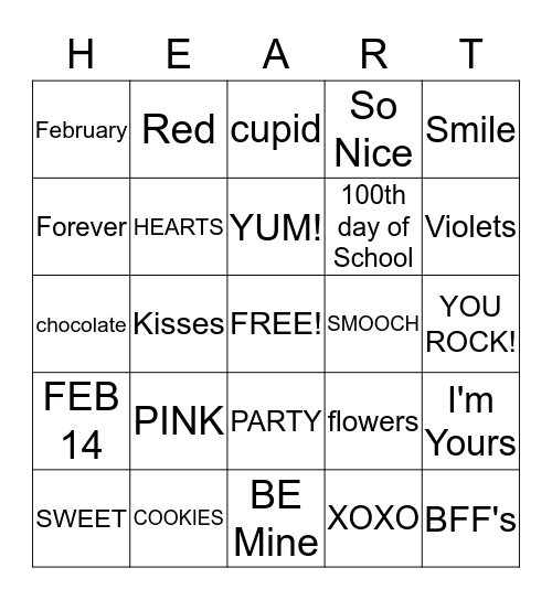 Valentine's Day Bingo Card