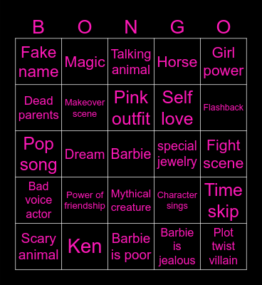 Barbie Bingo Card