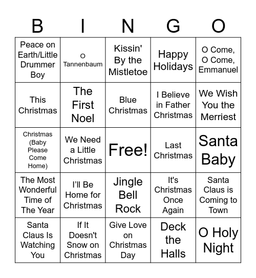 Christmas Bingo Card