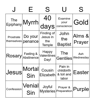 Preparing our hearts for Easter Bingo Card