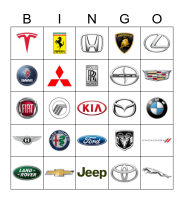 45 Automobile Logos Bingo Game Bingo Card