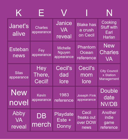 NV Year 12 Bingo Card