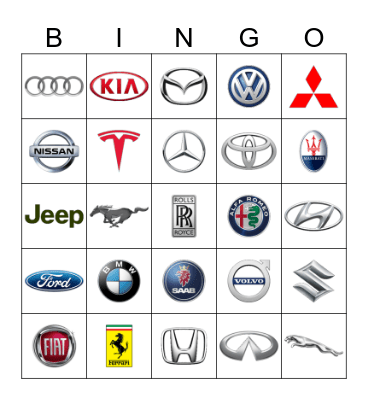 45 Automobile Logos Bingo Game Bingo Card
