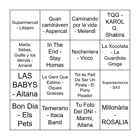 COLÒNIES SAU 2023 Bingo Card