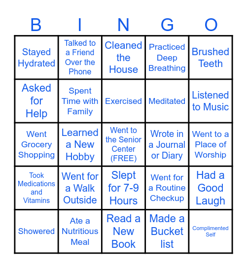 Self Care Bingo Card