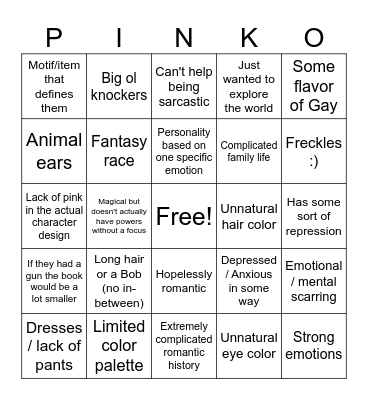 Kae Oc Pinko Bingo Card