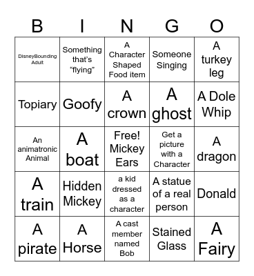 Disney World - Magic Kingdom Bingo Card