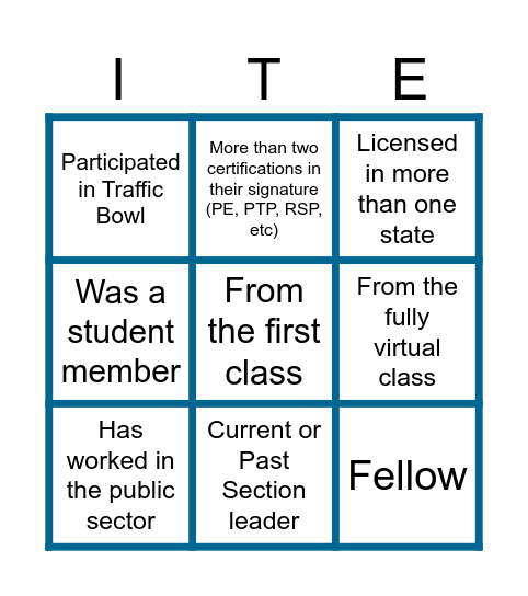LeadershipITE Bingo Card