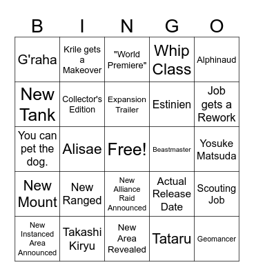 FF14 2023 Fanfest Bingo Card