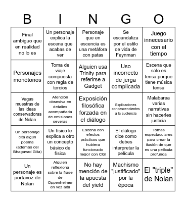 Oppenheimer Bingo Card