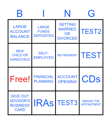 4th & MAIN INVESTMENT BINGO GAME Bingo Card