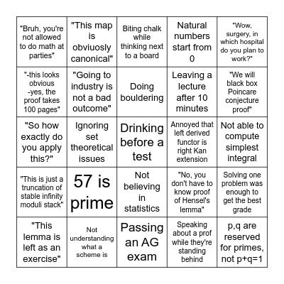 Mental illness bingo Card