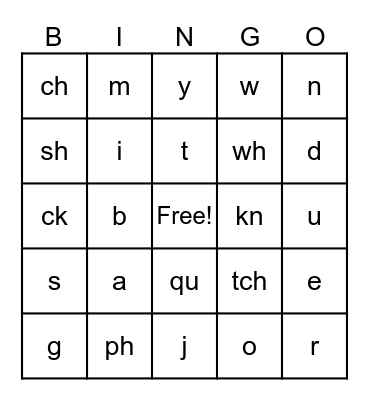 Letter Sounds Bingo Card