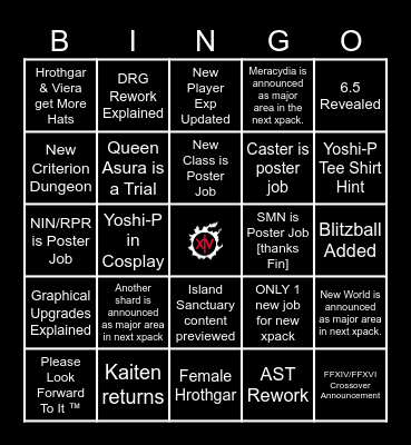 FFXIV Fan Fest 2023-2024 Bingo Card