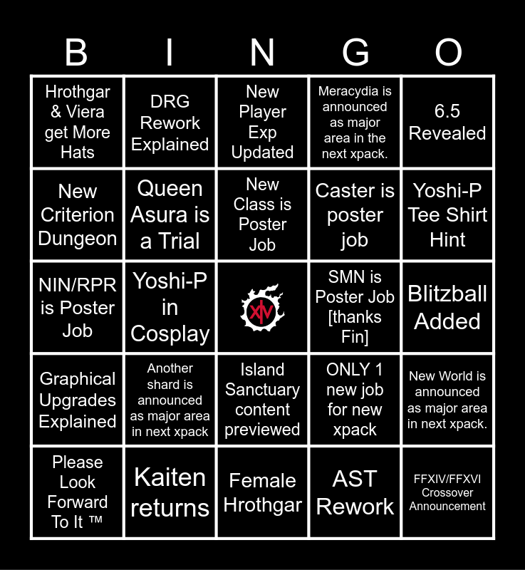 FFXIV Fan Fest 20232024 Bingo Card