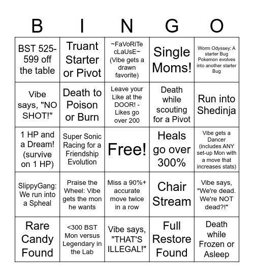 Kaizo Bingo (VibeCheckUp Edition) Bingo Card
