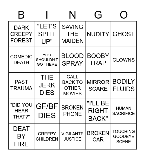 Boro's horror bingo Card