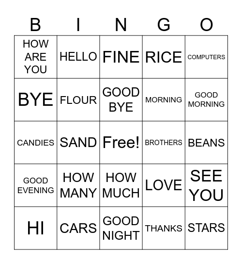 BINGO Card