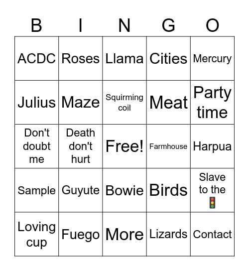 Mallory Bingo Card