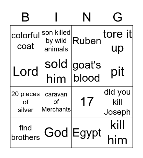 Joseph Sold Bingo Card