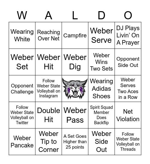 Wildcat Volleyball Bingo Card