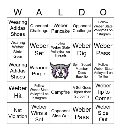 Wildcat Volleyball Bingo Card