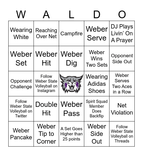 Wildcat Volleyball Bingo Card